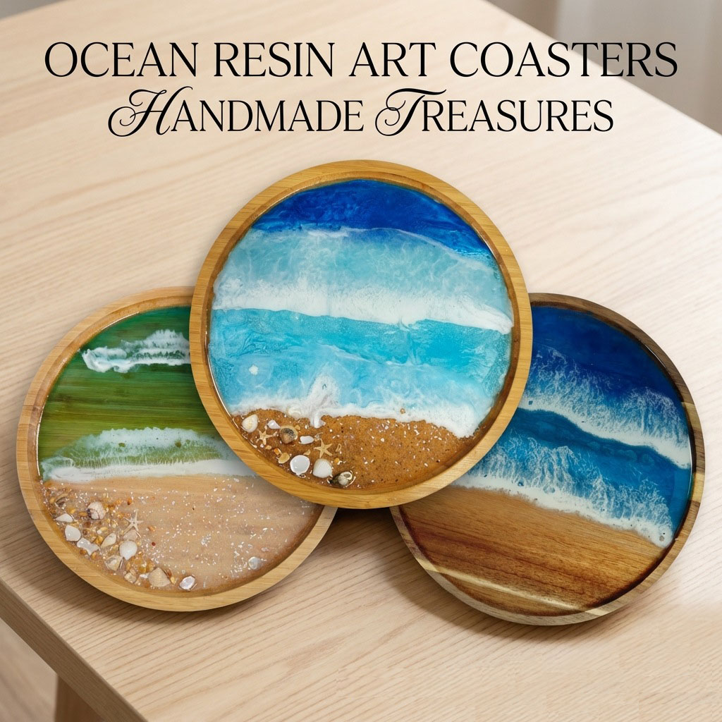 Resin Art Wooden Tray - Bandeja de Madeira com Arte em