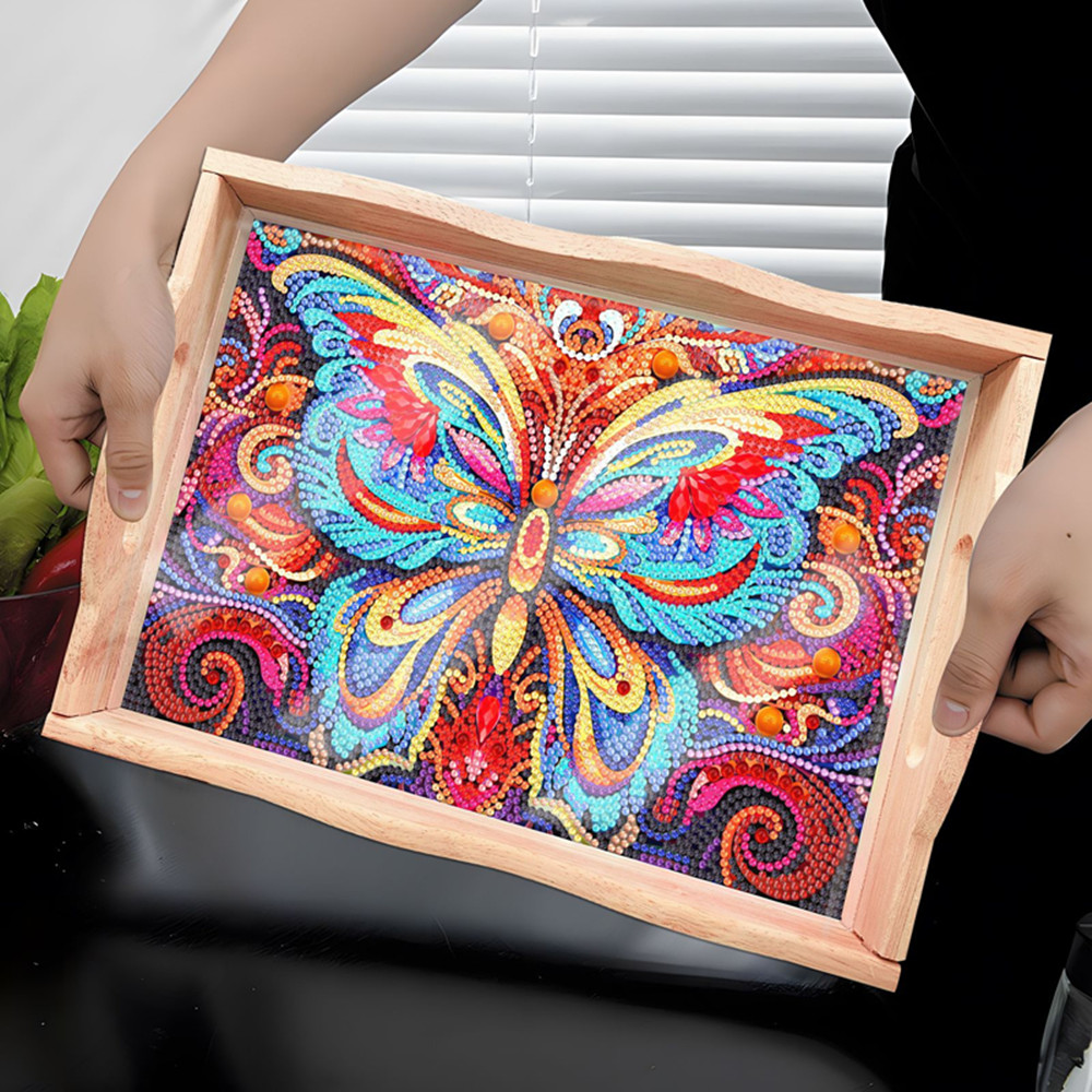 Resin Art Wooden Tray - 5d diy diamante pintado placa de