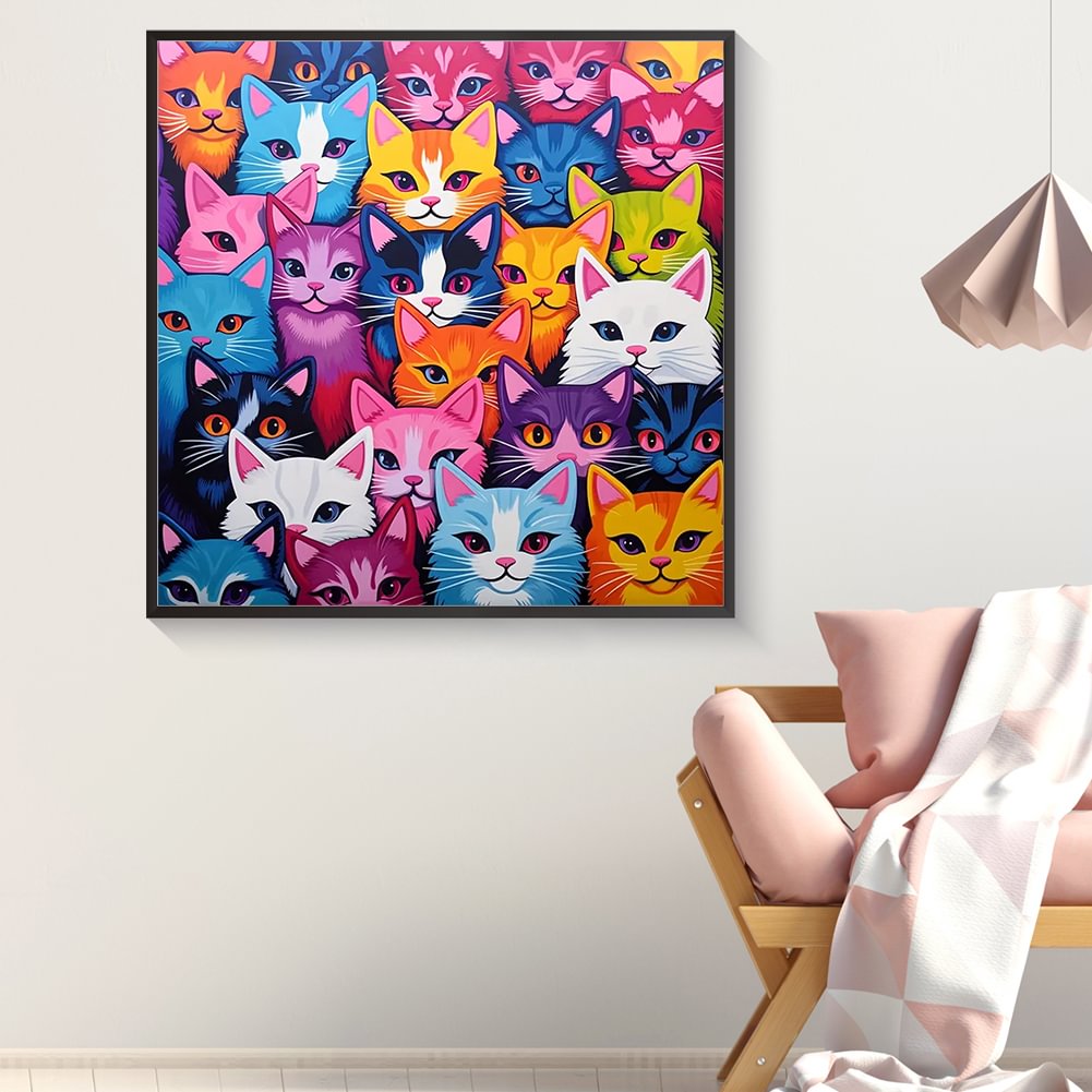 Resin Art Painting - Pintura diamante família colorido bebê gato