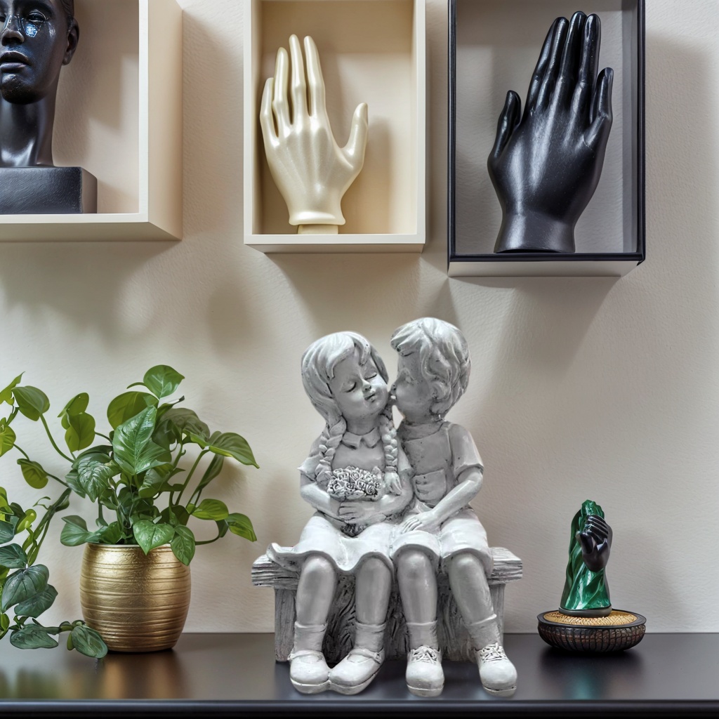 Resin Art Aesthetic - Estátua de Resina de Menino e
