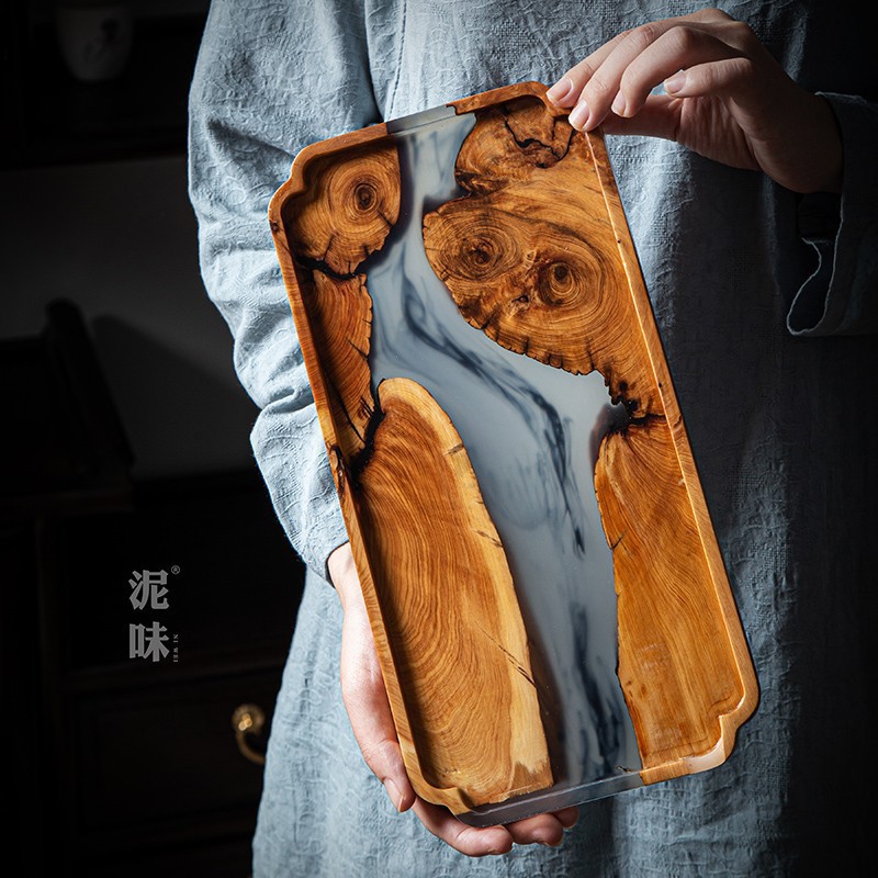 Bandeja de Chá em Madeira Thuj - Resin Art Wooden Tray avaliação e preço