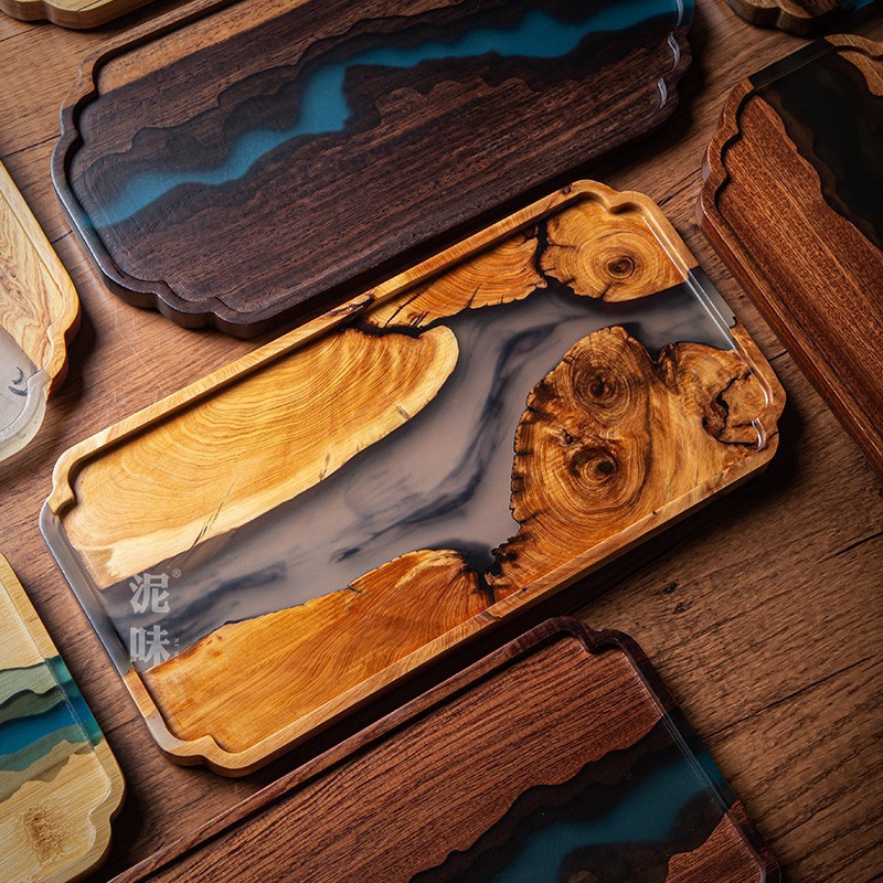 Bandeja de Chá em Madeira Thuj - Resin Art Wooden Tray avaliação e preço