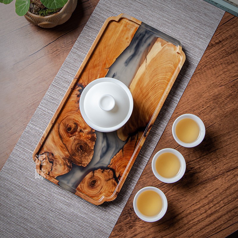 Bandeja de Chá em Madeira Thuj - Resin Art Wooden Tray avaliação e preço