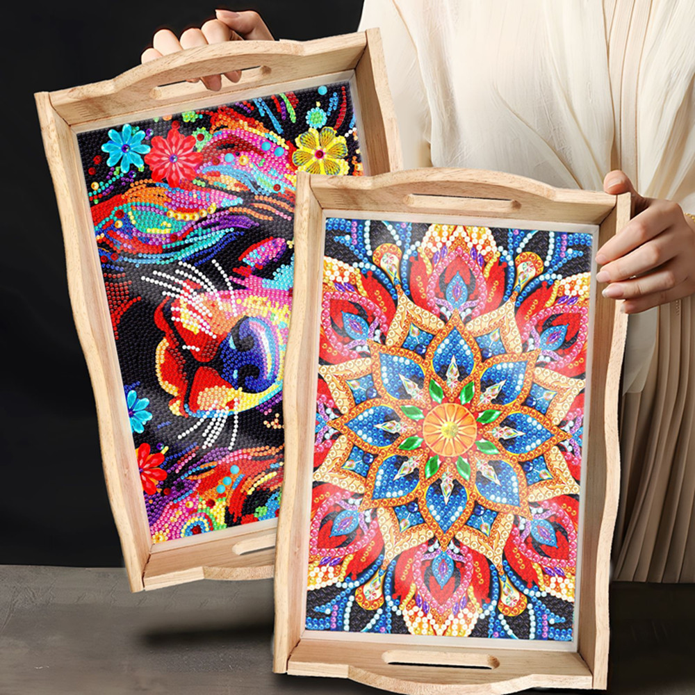 5d diy diamante pintado placa  - Resin Art Wooden Tray avaliação e preço