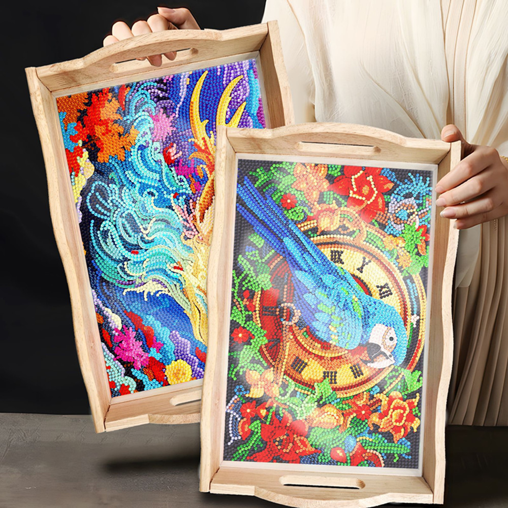 5d diy diamante pintado placa  - Resin Art Wooden Tray avaliação e preço