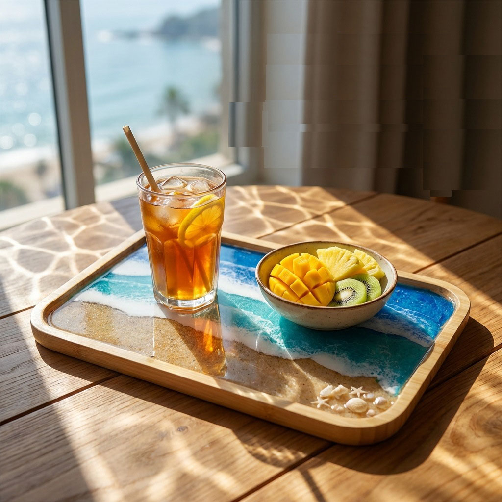 Bandeja Decorativa de Resina E - Resin Art Wooden Tray avaliação e preço