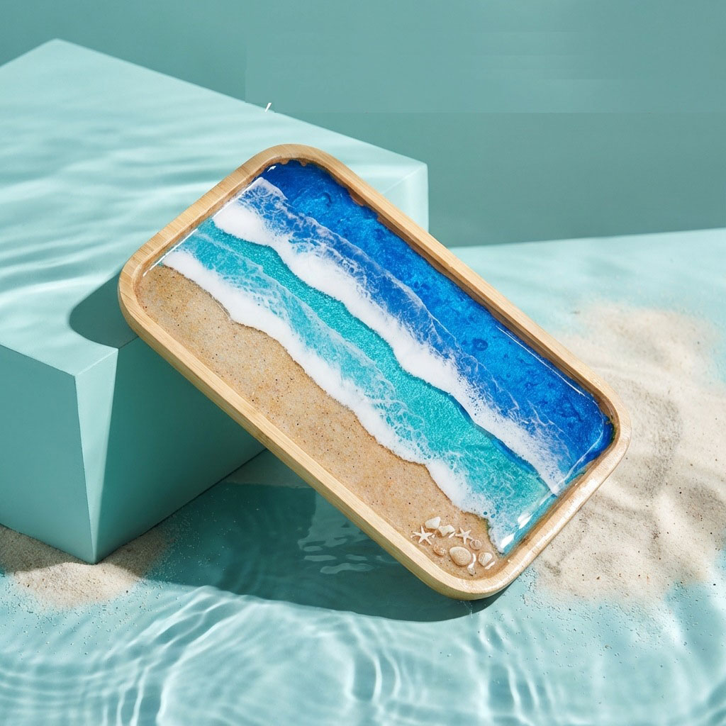 Bandeja Decorativa de Resina E - Resin Art Wooden Tray avaliação e preço